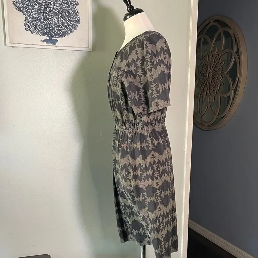 Pendleton Black and Gray Geometric Midi Dress